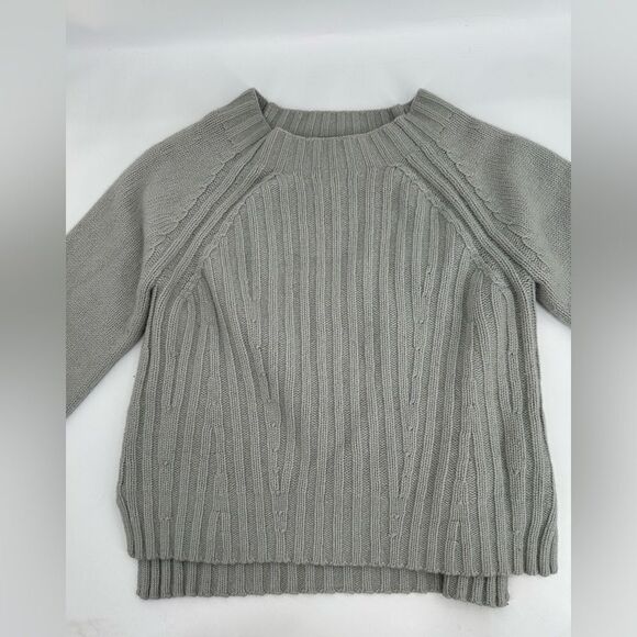 Vince Raglan Ribbed Wool And Cashmere Crew Grey Sweater - Picture 5 of 11